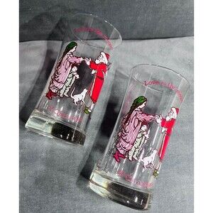Holly Hobbie “Love is the Magic of Christmas” Glasses Vtg Tumblers Holiday